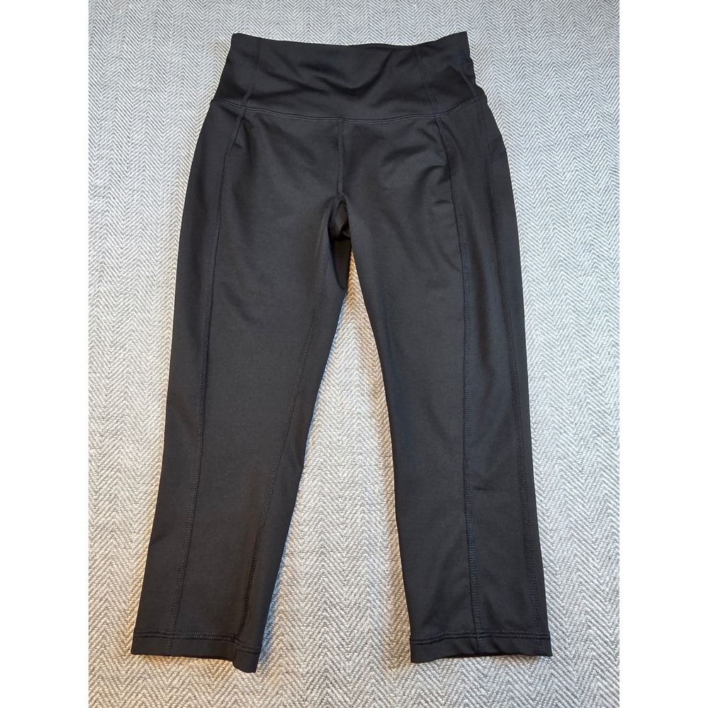 Avia Womens Black High Waisted Cropped Athletic Leggings AVL38191 Size XS 0-2